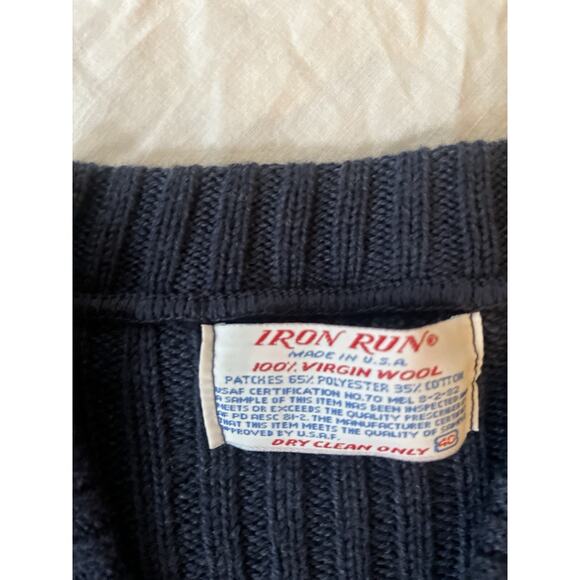 Vintage Citadel V-Neck Pullover Sweater Elbow Patch Blue 40 Academic Professor - Picture 2 of 6